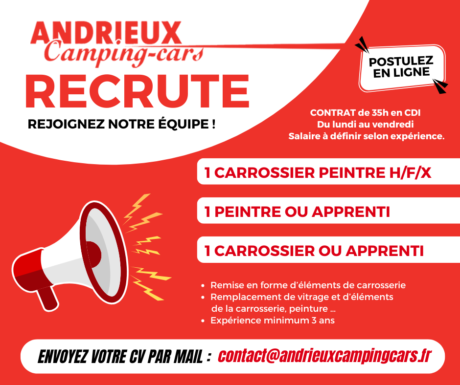 Annonce Recrutement : Rejoignez l'équipe Andrieux Camping-Cars !